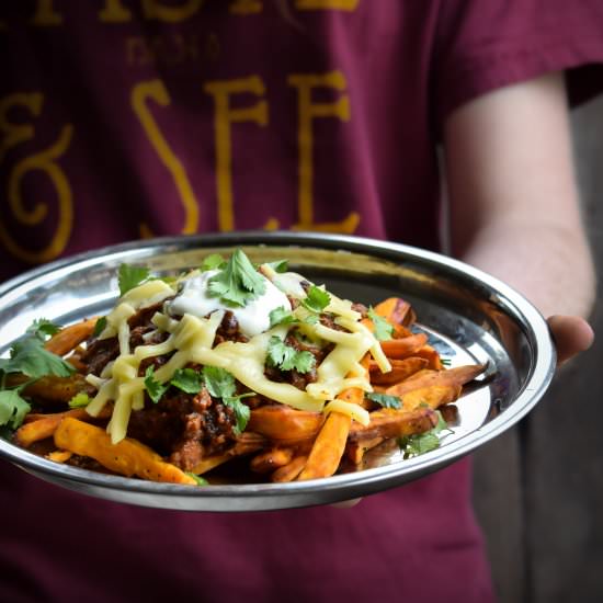Loaded Sweet Potato Chili Fries