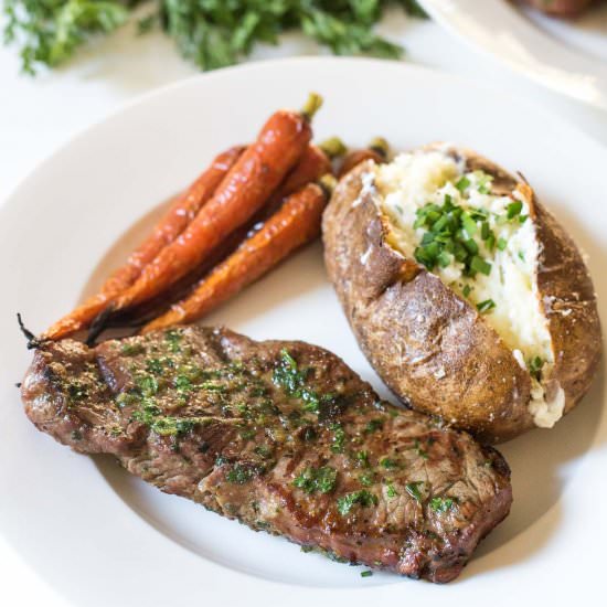 NY Steak with Cilantro Onion Dredge