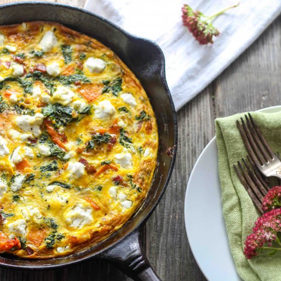Squash, Bacon, Kale Frittata