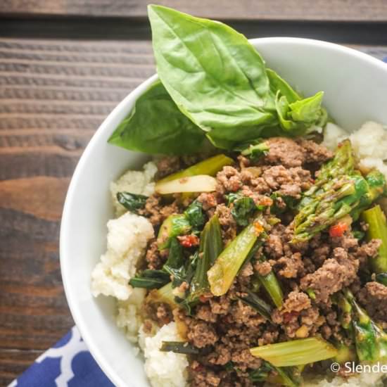 Thai Basil Ground Beef Bowl