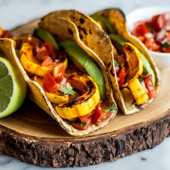 Harissa Miso Delicata Squash Tacos