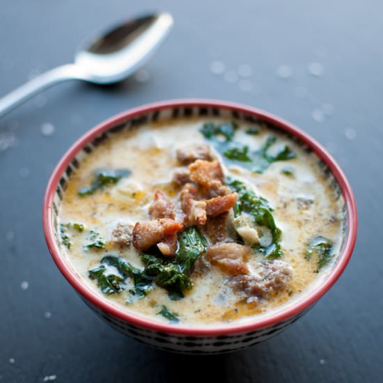Sausage, Bacon, Potato, Kale Soup