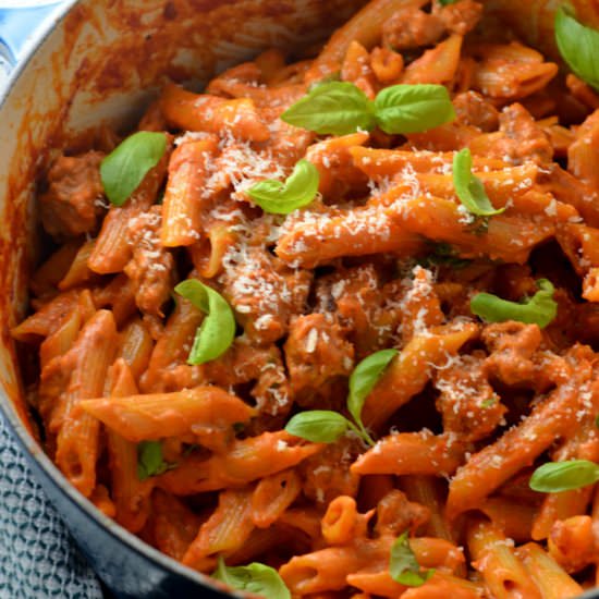 One Pot Penne Alla Vodka w/ Sausage