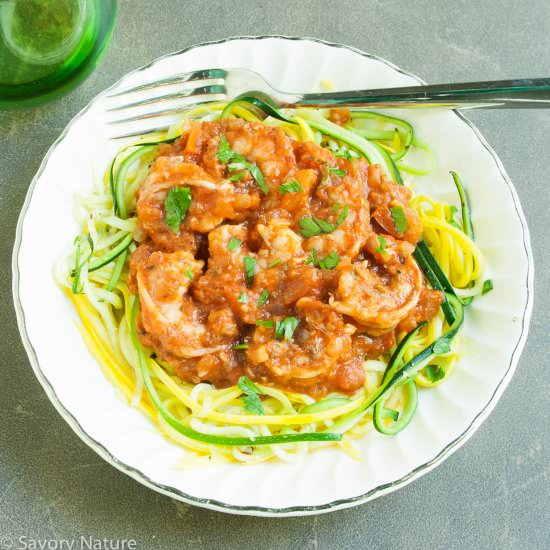 Shrimp Fra Diavolo over Zoodles