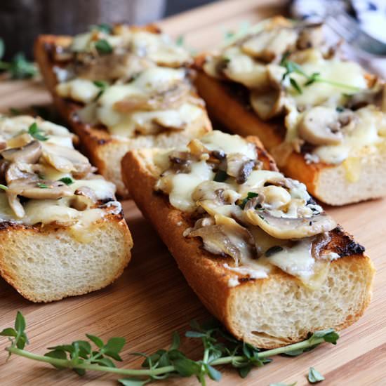 Warm Mushroom & Cheese Bruschetta