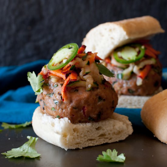 Turkey Banh Mi Meatball Sliders