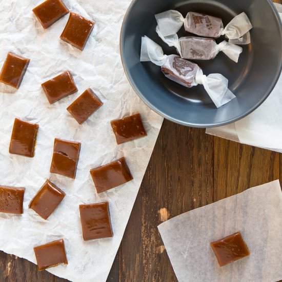 Chewy Pumpkin Spice Caramels