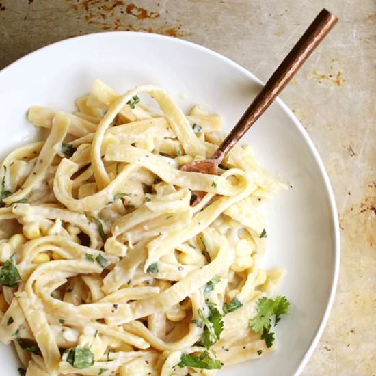 Corn and Cilantro Fettuccine