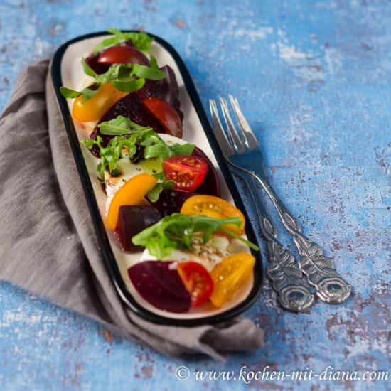Beetroot-Mozzarella-Tomato Salad