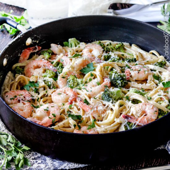 Roasted Shrimp Fettuccine Alfredo