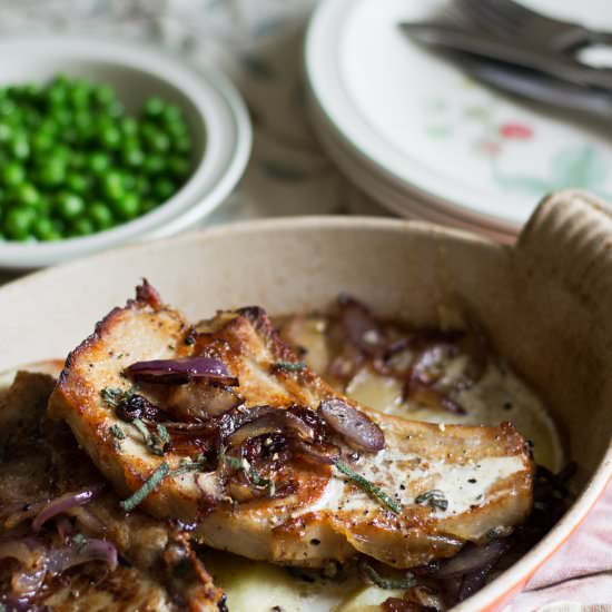 Pork Chops Braised in Cider