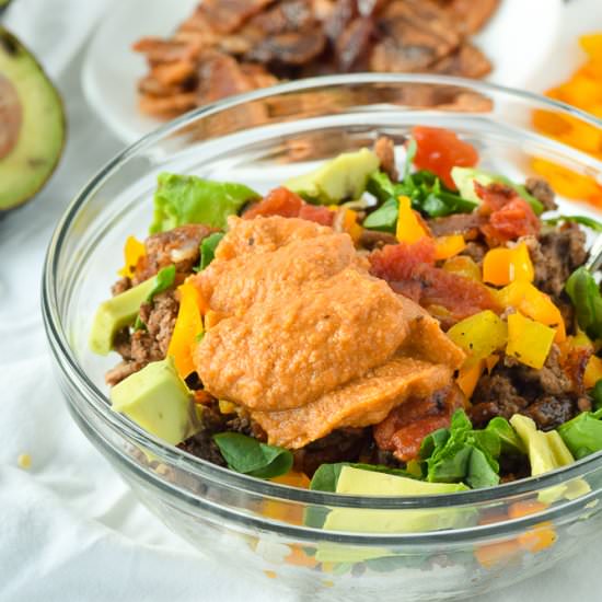 Homemade Bacon + Beef Burrito Bowl