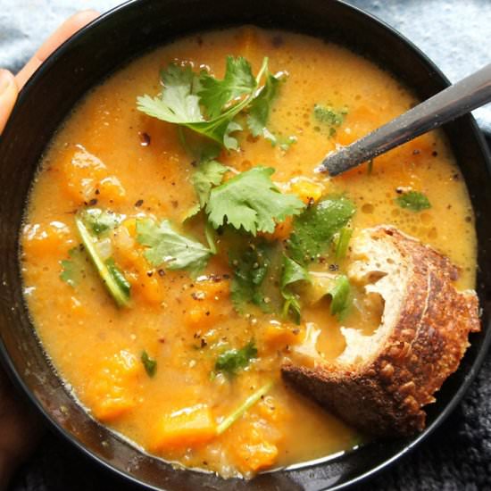 Chunky butternut squash miso soup