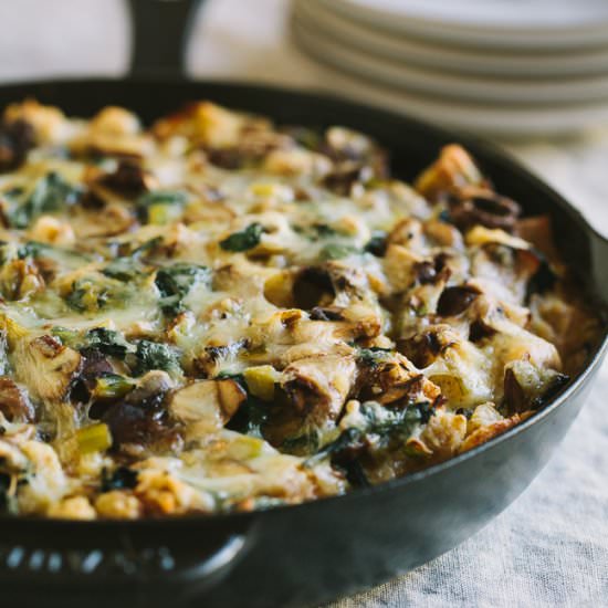Wild Mushroom and Leek Strata