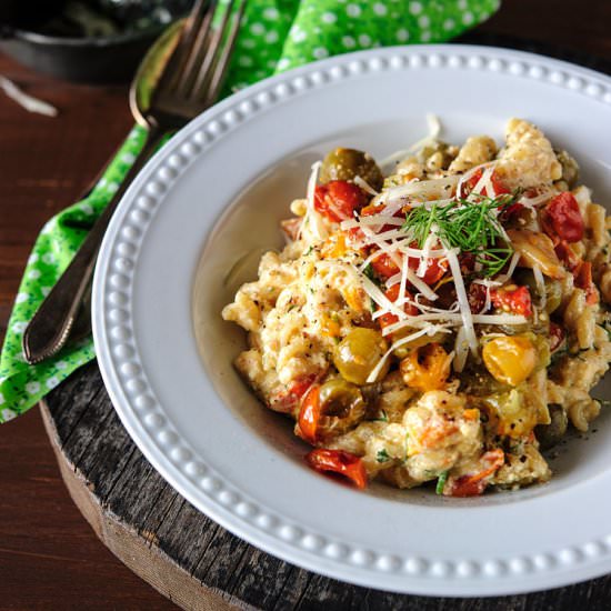 Green Tomatoes and Ricotta Pasta