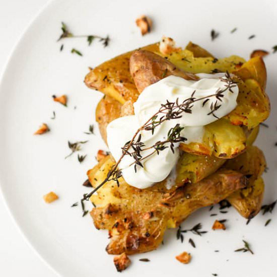 Smashed Roasted Fingerling Potatoes