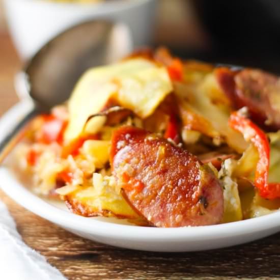 Sausage & Sauerkraut Skillet Bake