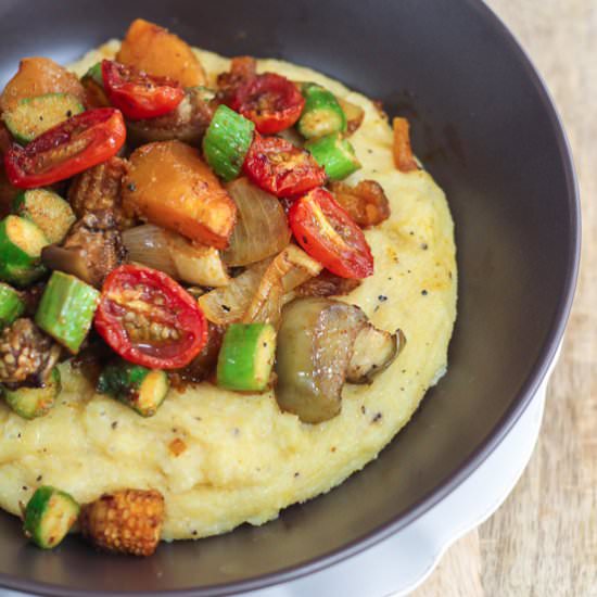 Grilled Vegetables with Parmesan Polenta