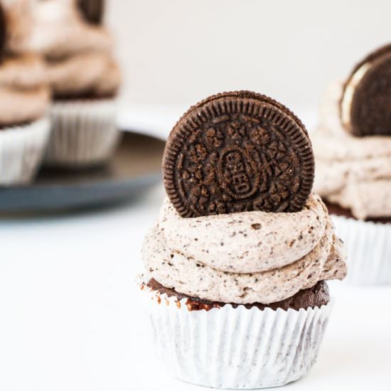 Double Chocolate Oreo Cupcakes
