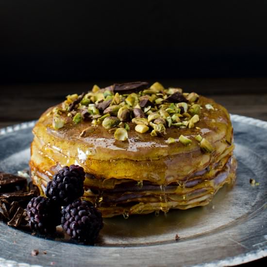 Vegan Cannoli Cream Crepe Cake