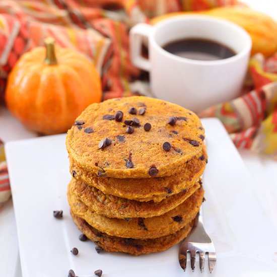 Pumpkin Chocolate Chip Pancakes