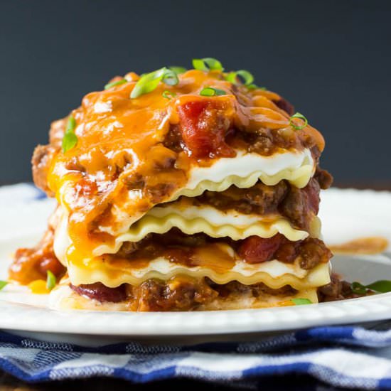 BBQ Chili Cheese Lasagna