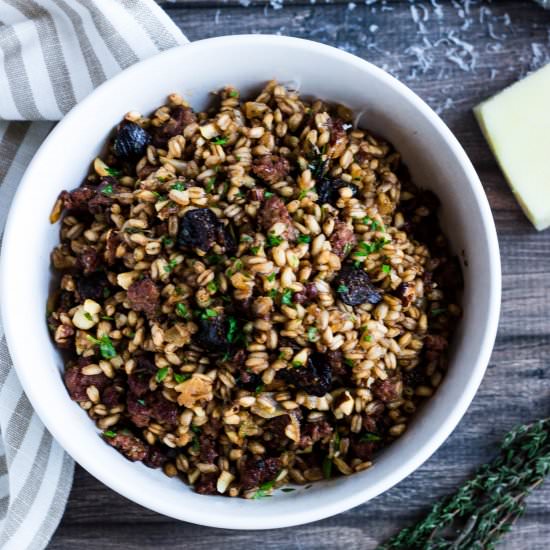 Lamb Sausage and Dried Fig Farro