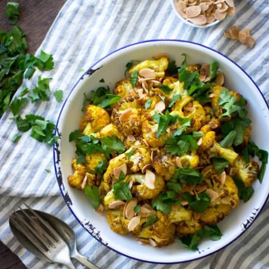 Curried Roast Cauliflower & Almonds