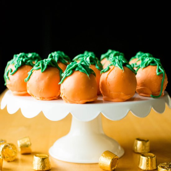 Rolo-Stuffed Pumpkin Truffles