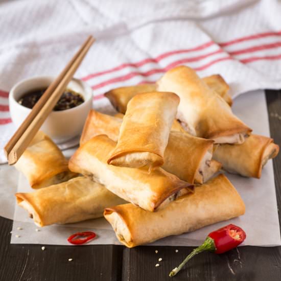 Baked spring rolls + dipping sauce