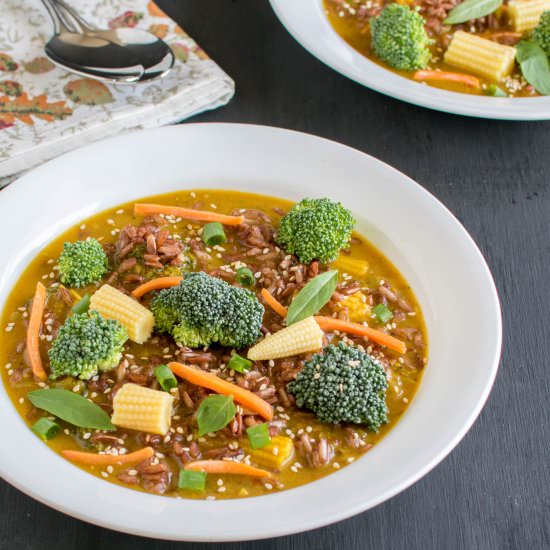 Thai Curry Red Rice Soup
