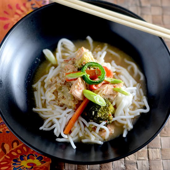 Asian Salmon with Rice Noodles