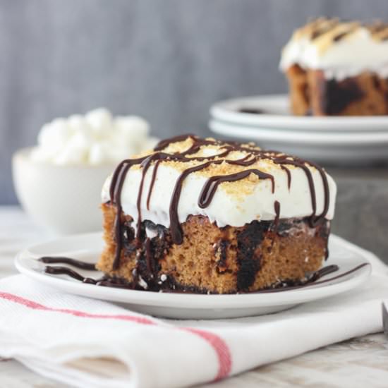 Pumpkin S’mores Poke Cake