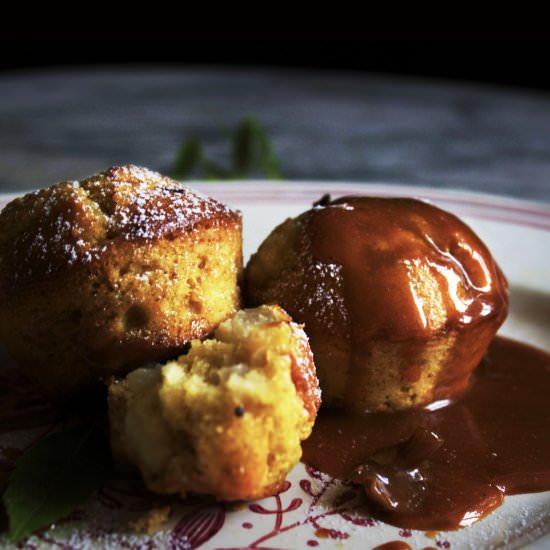 Pear Muffins and Girolles Caramel