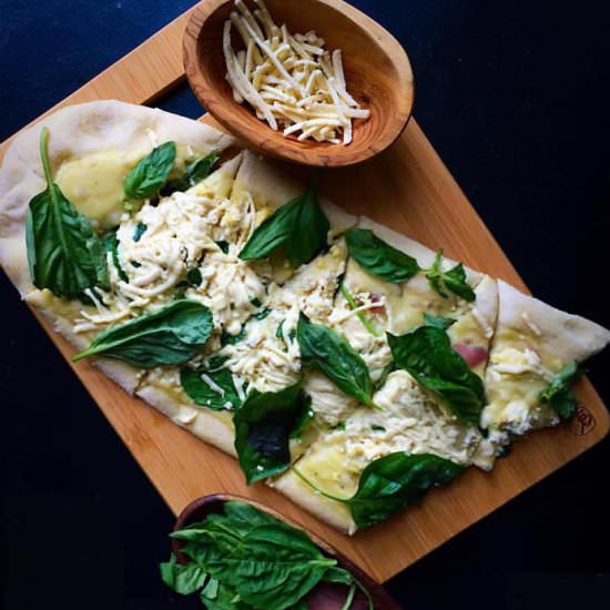Vegan White Pizza w/ Spinach & Basil