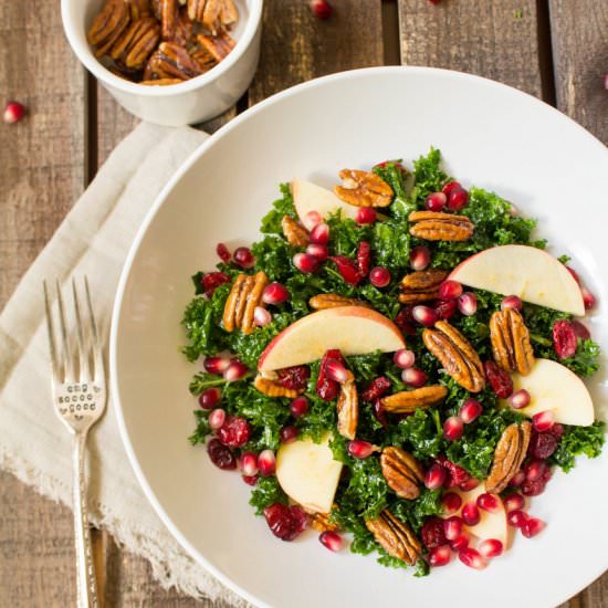 Kale Salad with Cranberries + Apple