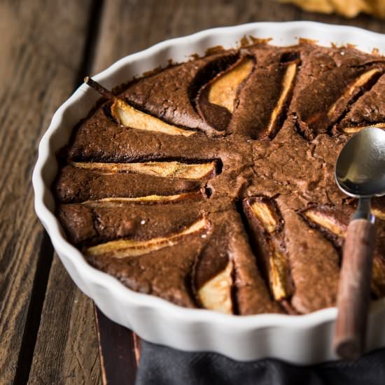 Chocolate Clafoutis with Pears