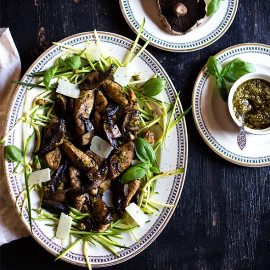 Pesto Chicken with Brown Mushrooms