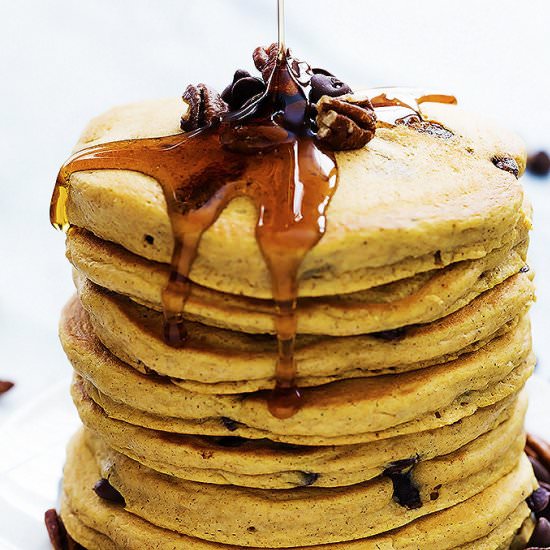 Pumpkin Chocolate Chip Pancakes