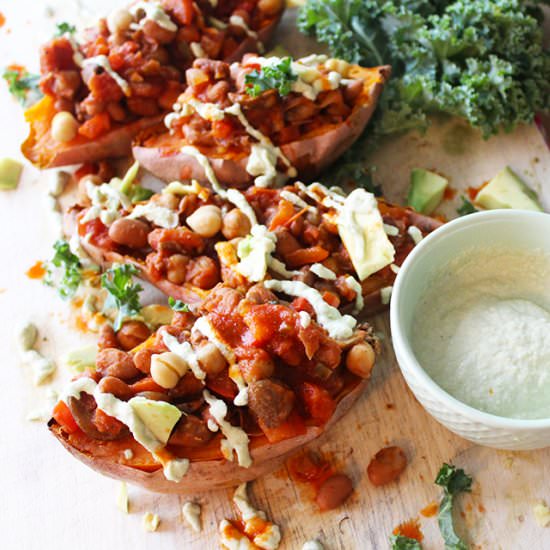 Spicy Chili-Stuffed Sweet Potatoes