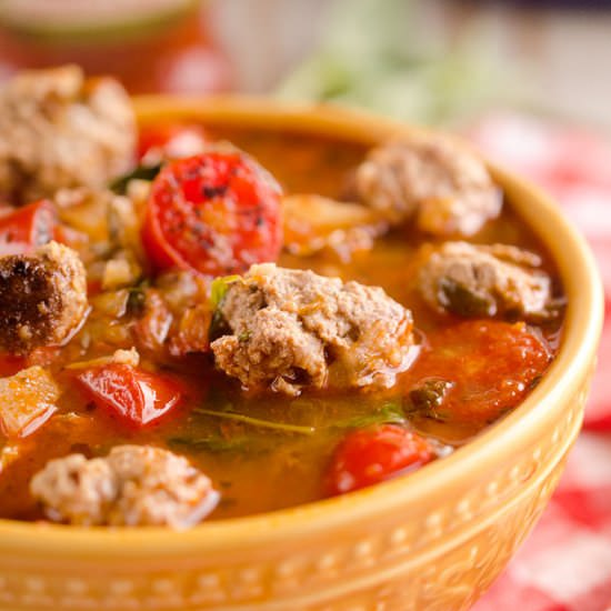 Light Tomato Basil Meatball Soup