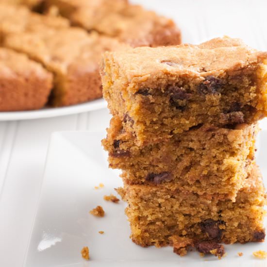 Pumpkin Chocolate Chip Cookie Bars