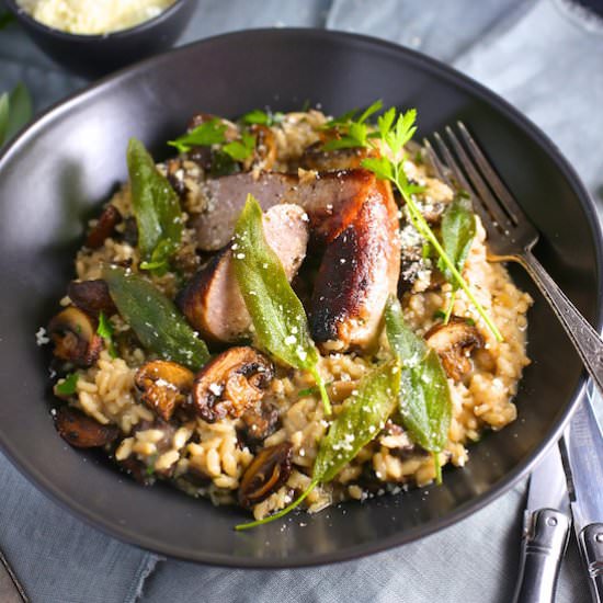 Mushroom Risotto with Crispy Sage