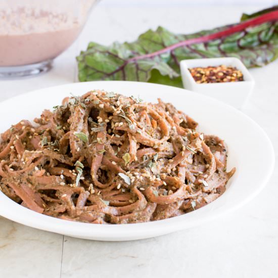 Vegan Red Chard Fettuccine