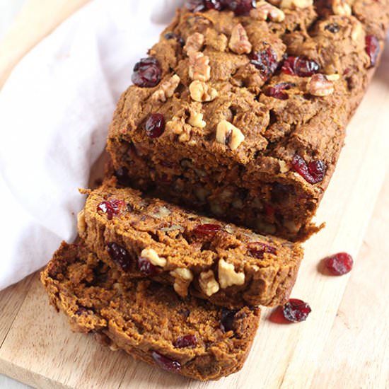 Vegan Cranberry, Walnut and Pumpkin Loaf