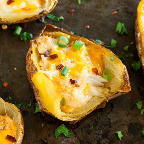Cheesy Crab Stuffed Potato Skins