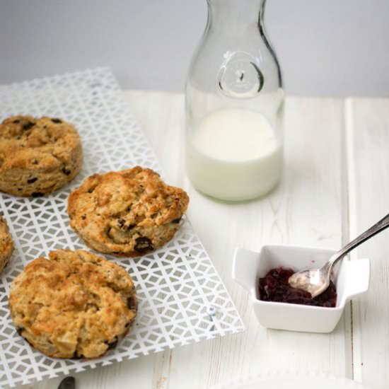 Roasted Pear and Chocolate Scones