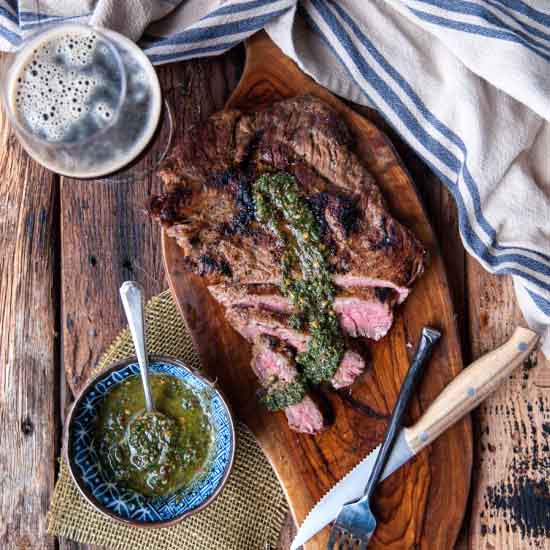Beer Brined Pan Seared Flank Steak