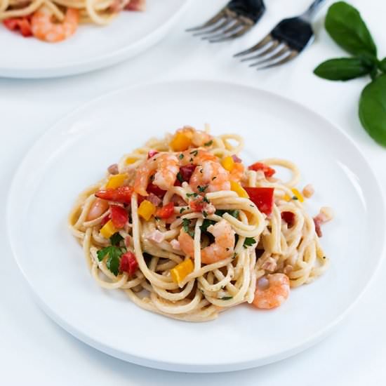 Spaghetti Alfredo with Pancetta