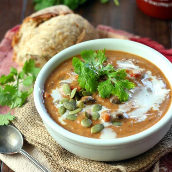 Chipotle Pumpkin & Black Bean Soup